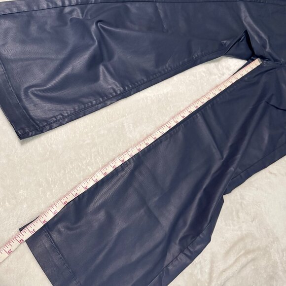 NYDJ Teresa Wide-Leg Faux Leather Pants navy button zip 5 pockets sz 12 starless - Picture 11 of 16